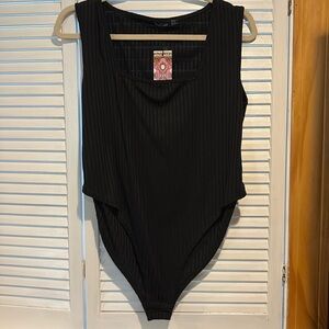 Black ribbed bodysuit